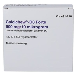 2care4 Calcichew D3 Forte 500 mg+10 mikrogram 120 Tyggetabletter produktbillede
