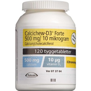 Calcichew-D3 Forte 500+10 mg/µg 120 stk produktbillede