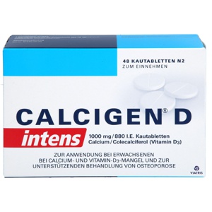 CALCIGEN D intens 1000 mg/880 I.E. Kautabletten Produktbild