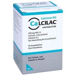 Calcilac 500mg/400 I.E. 50 St Kautabletten Produktbild