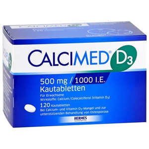 CALCIMED D3 500 mg/1000 I.E. Kautabletten Produktbild