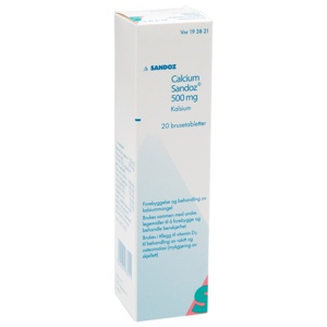 Calcium-Sandoz Brusetabletter 500 mg 20 stk produktbilde