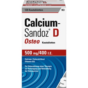 CALCIUM SANDOZ D Osteo 500 mg/400 I.E. Kautabl. Produktbild