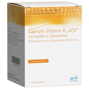 CALCIUM VITAMIN D3 acis 500 mg/400 I.E. Kautabl. Produktbild