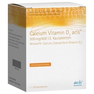 Calcium Vitamin D3 acis 500mg/400 I.E. 120 St Kautabletten Produktbild