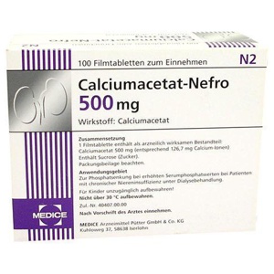 CALCIUMACETAT NEFRO 500 mg 100 St Filmtabletten Produktbild