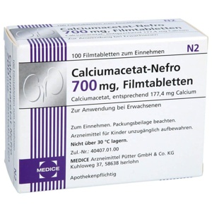 CALCIUMACETAT NEFRO 700 mg 100 St Filmtabletten Produktbild