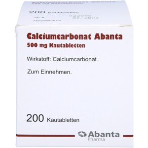 CALCIUMCARBONAT ABANTA 500 mg Kautabletten Produktbild