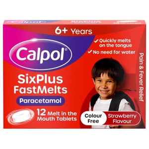 Calpol SixPlus Fast Melts Strawberry Flavour Tablets Pack of 12 product image