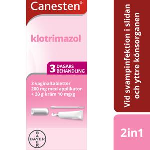 Canesten, vaginaltablett och kräm 200 mg + 10 mg/g, 1 st produkt bild