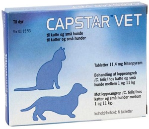 Capstar vet loppemiddel kat/hund 1-11 kg (11,4 mg) - 6 tabletter produktbillede