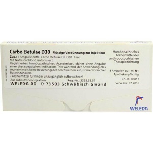 Carbo Betulae D 30 Ampullen, 8X1 ml Ampullen Produktbild