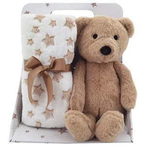 Carlo Baby Fleecefilt Brun Stjärna & Gosedjur Brun Nalle produkt bild