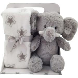 Carlo Baby Fleecefilt Grå stjärna & Gosedjur Grå elefant produkt bild