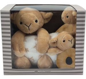 Carlo Baby Gift Set med brunt lamm, filt, snutte & skallra produkt bild