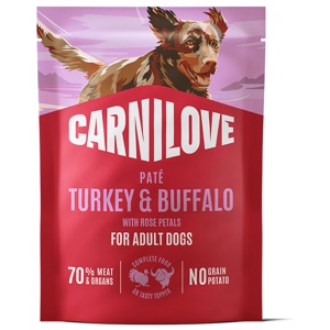 Carnilove Dog Adult Turkey & Buffalo with Rose Petals Paté Våtfoder till Hund 300 g produkt bild