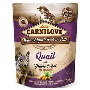 Carnilove Pouch Pate vådfoder m. vagtel & gule gulerødder - 300g. produktbillede