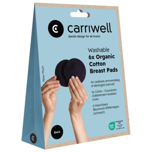 Carriwell Washable Organic Cotton Breast Pads, Onesize, svart, 6 stk. produktbilde