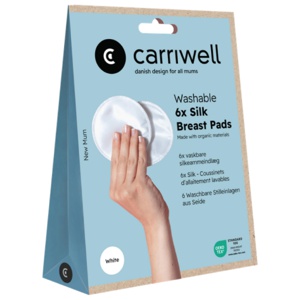 Carriwell Washable Silk Breast Pads, Onesize, hvit, 6 stk. produktbilde