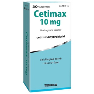 Cetimax Filmdragerad tablett 10mg Blister, 30tabletter produkt bild