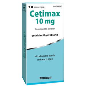 Cetimax, Filmdragerad tablett 10 mg 10 st produkt bild