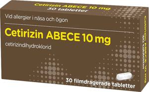 Cetirizin ABECE filmdragerad tablett 10 mg 30 st produkt bild