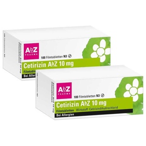 Cetirizin AbZ 10 mg Filmtabletten, 2x100 St Filmtabletten Produktbild