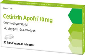 Cetirizin Apofri, filmdragerad tablett 10 mg, 10 st produkt bild