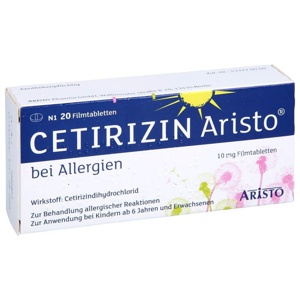 CETIRIZIN Aristo bei Allergien 10 mg Filmtabletten Produktbild