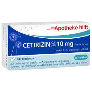 Cetirizin Fair-Med Healthcare 10 mg Filmtabletten, 20 St Filmtabletten Produktbild