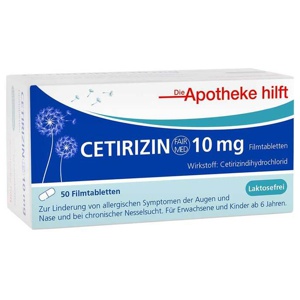 Cetirizin Fair-Med Healthcare 10 mg Filmtabletten, 50 St Filmtabletten Produktbild