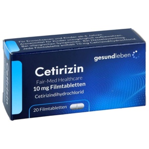 Cetirizin Fair-Med Healthcare 10 mg Filmtabletten / Gehe, 20 St Filmtabletten Produktbild