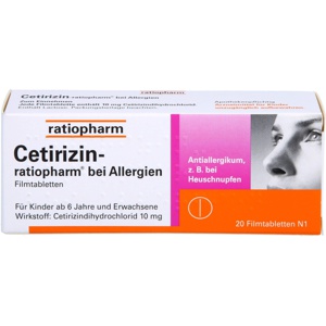 CETIRIZIN-ratiopharm bei Allergien 10 mg Filmtabl. Produktbild