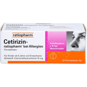 CETIRIZIN-ratiopharm bei Allergien 10 mg Filmtabl. Produktbild