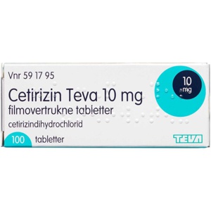 Cetirizin Teva 10 mg 100 stk produktbillede