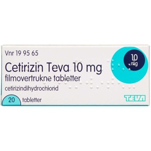 Cetirizin Teva 10 mg 20 stk produktbillede