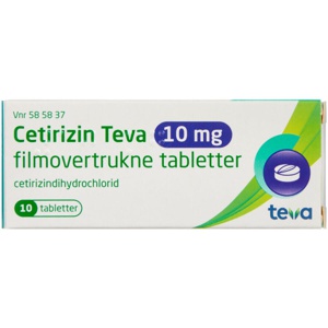 Cetirizin Teva 10 mg 10 stk produktbillede
