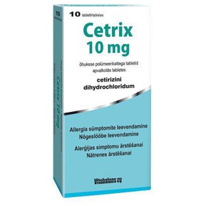 Cetrix tbl 10mg n10 toote pilt