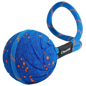 Cheerble Wicked Air Interaktiv Hundboll med Rep Blå produkt bild