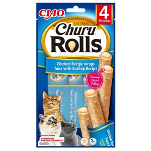Churu Cat Rolls Chicken and Tuna Wrap With Scallop 4 st produkt bild
