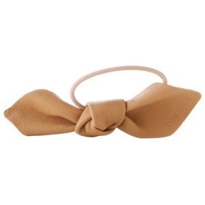 Leather Bow Big Hair Tie Camel produkt bild