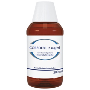 Corsodyl 2mg/ml munnskyllevæske 300 ml produktbilde
