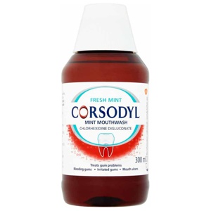 Corsodyl Gum Disease & Bleeding Gum Treatment Mint Mouthwash, 300 ml product image