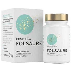 Cosphera Folsäure Tabletten 800 µg Folat mit Vit.B9, 180 St Tabletten Produktbild