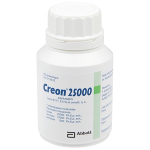 Creon 25000 harde enterokapsler 100 stk produktbilde