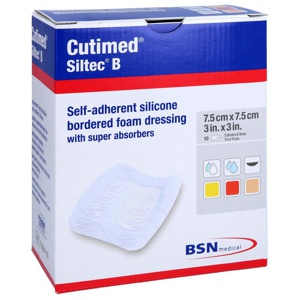 Cutimed Siltec B Schaumverb.7,5x7,5 cm mit Haftr. Produktbild