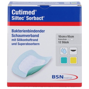 Cutimed Siltec Sorbact Pu-verb.10x10 cm Produktbild