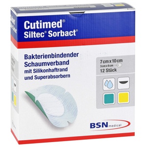 Cutimed Siltec Sorbact Pu-verb.7x10 cm oval Produktbild