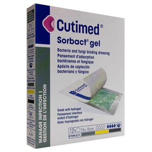 Cutimed Sorbact Gel Kompressen 7,5x15 cm, 12 St Kompressen Produktbild
