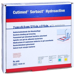 Cutimed Sorbact Hydroactive Kompressen 7x8,5 cm Produktbild